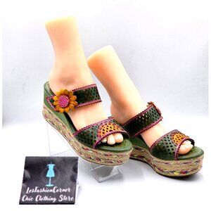 Spring Step L'ARTISTE Women Virgie Floral Platform Sandals Size 10.5 2229